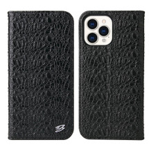 For iPhone 13 Pro Max, 13, 13 Pro, 13 mini Case, Fierre Shann Crocodile Pattern Genuine Cow Leather Wallet Cover, Black | iCoverLover.com.au