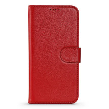 For iPhone 13 Pro Max, 13, 13 Pro, 13 mini Case, Genuine Cowhide Leather Wallet Cover, Stand, Red | iCoverLover.com.au