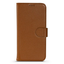 For iPhone 13 Pro Max, 13, 13 Pro, 13 mini Case, Genuine Cowhide Leather Wallet Cover, Stand, Brown | iCoverLover.com.au