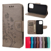 For iPhone 13 Pro Max, 13, 13 Pro, 13 mini Case, Playful Butterflies PU Leather Wallet Cover, Stand, Grey | PU Leather Cases | iCoverLover.com.au