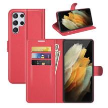 For Samsung Galaxy S22 Ultra/S22+ Plus/S22 Case, Lychee Texture Folio PU Leather Wallet Cover, Red | Folio Cases | iCoverLover.com.au