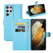 For Samsung Galaxy S22 Ultra/S22+ Plus/S22 Case, Lychee Texture Folio PU Leather Wallet Cover, Blue | Folio Cases | iCoverLover.com.au