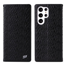 For Samsung Galaxy S22 Ultra, S22+ Plus, S22 Case, Genuine Cow Leather Fierre Shann Crocodile Pattern Cover, Black | iCoverLover.com.au