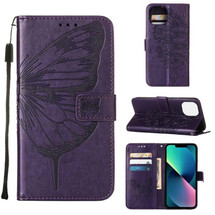 For iPhone 14 Pro Max, 14 Pro, 14 Case, Floral Butterfly, PU Leather, Lanyard, Stand, Dark Purple | Wallet Folio Cases | iCoverLover.com.au