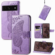 For Google Pixel 7 Pro Case, Butterfly Embossed Cover, Stand, Light Purple | Wallet Cases | iCoverLover.com.au
