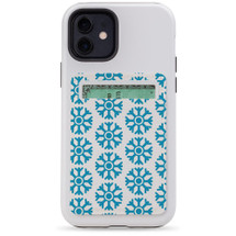 1 or 2 Card Slot Wallet Adhesive AddOn, Paper Leather, Blue Snowflakes | AddOns | iCoverLover.com.au