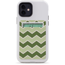 1 or 2 Card Slot Wallet Adhesive AddOn, Paper Leather, Green ZigZag | AddOns | iCoverLover.com.au