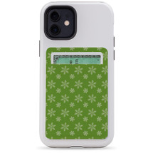 1 or 2 Card Slot Wallet Adhesive AddOn, Paper Leather, Green Snowflake | AddOns | iCoverLover.com.au