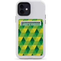 1 or 2 Card Slot Wallet Adhesive AddOn, Paper Leather, Green And Yellow Triangles | AddOns | iCoverLover.com.au