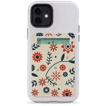 1 or 2 Card Slot Wallet Adhesive AddOn, Paper Leather, Orange And Blue Flowers | AddOns | iCoverLover.com.au