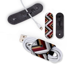 Universal Cable Cord Wrap (100mm x 30mm), Paper Leather, Black Brown Red Zigzag | AddOns | iCoverLover.com.au