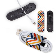 Universal Cable Cord Wrap (100mm x 30mm), Paper Leather, Left To Right Colourful Zigzag | AddOns | iCoverLover.com.au