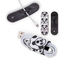 Universal Cable Cord Wrap (100mm x 30mm), Paper Leather, Panda Heads | AddOns | iCoverLover.com.au