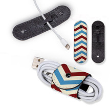 Universal Cable Cord Wrap (100mm x 30mm), Paper Leather, Blue Redzigzag | AddOns | iCoverLover.com.au
