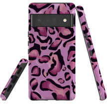 For Google Pixel 7, 6 Pro Case Tough Protective Cover Magenta Leopard Pattern