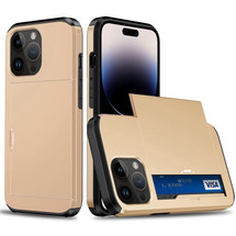 For iPhone 15 Pro Max, 15 Pro, 15 Plus & 15 Case, Durable Protective Card Slot Shockproof Cover, Gold | iCoverLover Australia