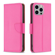 For iPhone 15 Pro Max, 15 Pro, 15 Plus & 15 Case, Lychee Texture Folio PU Leather Wallet Cover, Rose Red | iCoverLover Australia