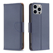 For iPhone 15 Pro Max, 15 Pro, 15 Plus & 15 Case, Lychee Texture Folio PU Leather Wallet Cover, Blue | iCoverLover Australia