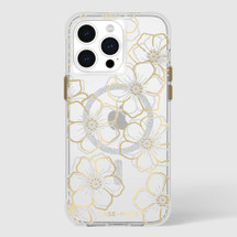 Case-Mate MagSafe Case for iPhone 15 Series, Floral Gems, Gold | iCoverLover