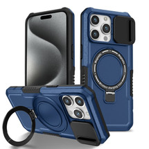 For iPhone 15 Pro Max, 15 Pro, 15 Case, MagSafe Compatible, Sliding Cam Shield & Holder, Protective Cover, Royal Blue | iCoverLover Australia