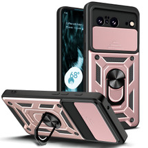 For Google Pixel 8 Pro 5G or Pixel 8 5G Case, Camera Cover and Ring Stand Protective Cover, Rose Gold | iCoverLover Australia