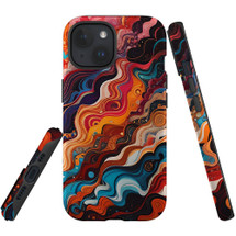 For iPhone 15 Tough Protective Case, Waves Of The Sun | Protective Covers | iCoverLover Australia