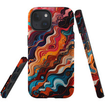 For iPhone 15 Plus Tough Protective Case, Waves Of The Sun | Protective Covers | iCoverLover Australia