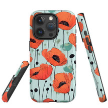 For iPhone 15 Pro Tough Protective Case, Poppy Field | Protective Covers | iCoverLover Australia