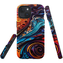 For iPhone 15 Tough Protective Case, Swirling Paint | Protective Covers | iCoverLover Australia