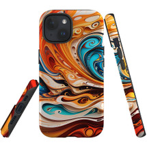 For iPhone 15 Tough Protective Case, Swirling Gold | Protective Covers | iCoverLover Australia