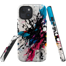 For iPhone 15 Tough Protective Case, Dark Splatter | Protective Covers | iCoverLover Australia