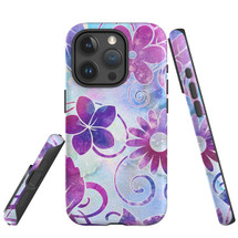For iPhone 15 Pro Case Tough Protective Cover, Flower Swirls | Protective Covers | iCoverLover Australia