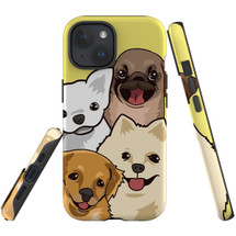 For iPhone 15 Case Tough Protective Cover, Illustrated Puppies | Protective Covers | iCoverLover Australia