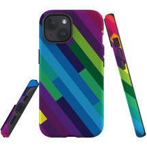 For iPhone 15 Case Tough Protective Cover, Lined Rainbow | Protective Covers | iCoverLover Australia