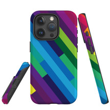 For iPhone 15 Pro Case Tough Protective Cover, Lined Rainbow | Protective Covers | iCoverLover Australia