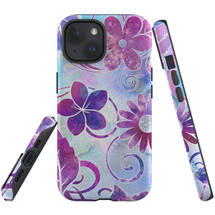 For iPhone 15 Plus Case Tough Protective Cover, Flower Swirls | Protective Covers | iCoverLover Australia