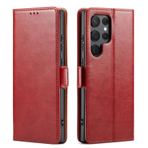 Samsung Galaxy S24 Ultra, S24+ Plus, S24+ Plus Leather Case - Red Flip Wallet Cover