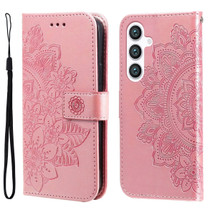 For Samsung Galaxy S24 Ultra, S24+ Plus or S24 Case - Embossed Mandala, Folio Wallet PU Leather Cover, Stand, Rose Gold | iCoverLover.com.au