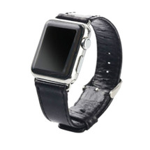 For Apple Watch Series 5, 40-mm Case, Genuine Leather Oil Wax Strap, Black | iCoverLover.com.au