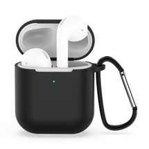 For AirPods 2nd Gen Case, Silicone Protective Cover, Snap Hook, Black | iCoverLover Australia