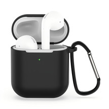 For AirPods 1st Gen Case, Silicone Protective Cover, Snap Hook, Black | iCoverLover Australia