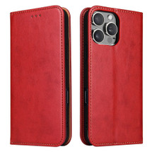 iPhone 16 Pro Max, 16 Pro, 16 Plus, 16 Leather Flip Wallet Folio Case with Stand - Red