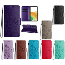 For Samsung Galaxy A56 PU Leather Case - Embossed Butterfly & Flower Design, Card Holder & Stand | iCoverLover.com.au
