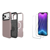 iPhone 17 Pro Max, 17 Pro, 17, 17 Air Tough Rose Gold Case Compatible with Magsafe + 2X Screen Protectors
