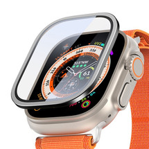 For Apple Watch Ultra 3, 49-mm Case , 2 in 1 Aluminum Alloy Frame with 9H Tempered Glass Screen Protector, Black | iCoverLover.com.au