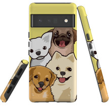 For Google Pixel 6 Pro Case Tough Protective Cover Illustrated Puppies | iCoverLover Australia