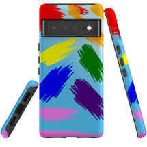 For Google Pixel 6 Pro Case Tough Protective Cover Rainbow Brushes | iCoverLover Australia