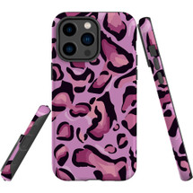 For iPhone 14 Pro Max Case Tough Protective Cover, Magenta Leopard Pattern | iCoverLover Australia