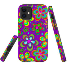 For iPhone 12 mini Case, Protective Back Cover,Purple Floral Design | iCoverLover Australia