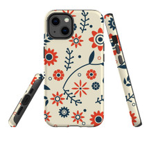 For iPhone 13 Case, Protective Back Cover, Orange And Blue Flowers | iCoverLover Australia
